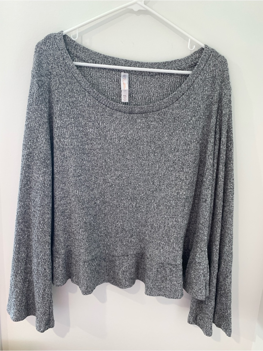 gray ruffle sweater